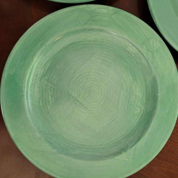 Set Of 3 Green Pfaltzgraff Dinner Plates Round 10.75 Inch Stoneware - Picture 3 of 4